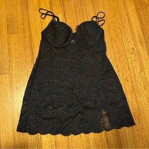 VICTORIA'S SECRET LACIE PUSH UP BODY LACE SLIP SUIT BRA DRESS Black 34C (j10